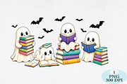 Halloween Book Lover Reading Ghost, a Seasonal Illustration by Daily.Designs (Thumbnail 1 of 5)