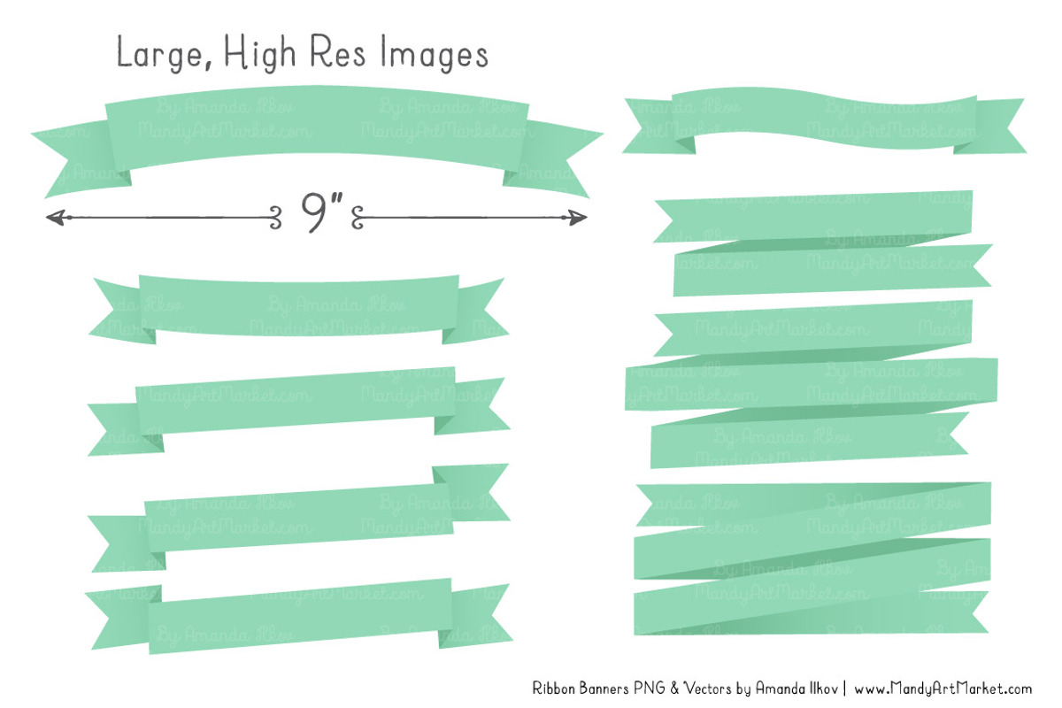 Mint Ribbon Banner Clipart, an Illustration by Amanda Ilkov (Photo 3 of 4)