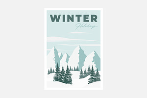 Winter Landscape Poster. Snowy