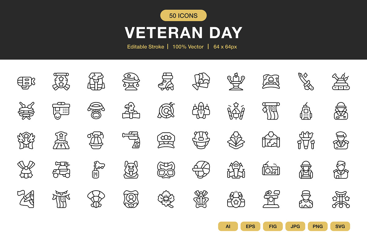 Veteran Day Icons, an Icon by Spacepixel Creative