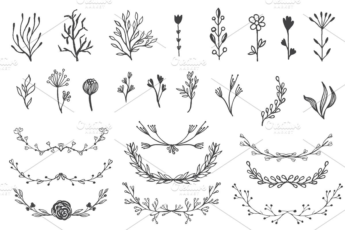 Floral and rustic elements pack, an Object Graphic by mcherevan (Photo 3 of 9)