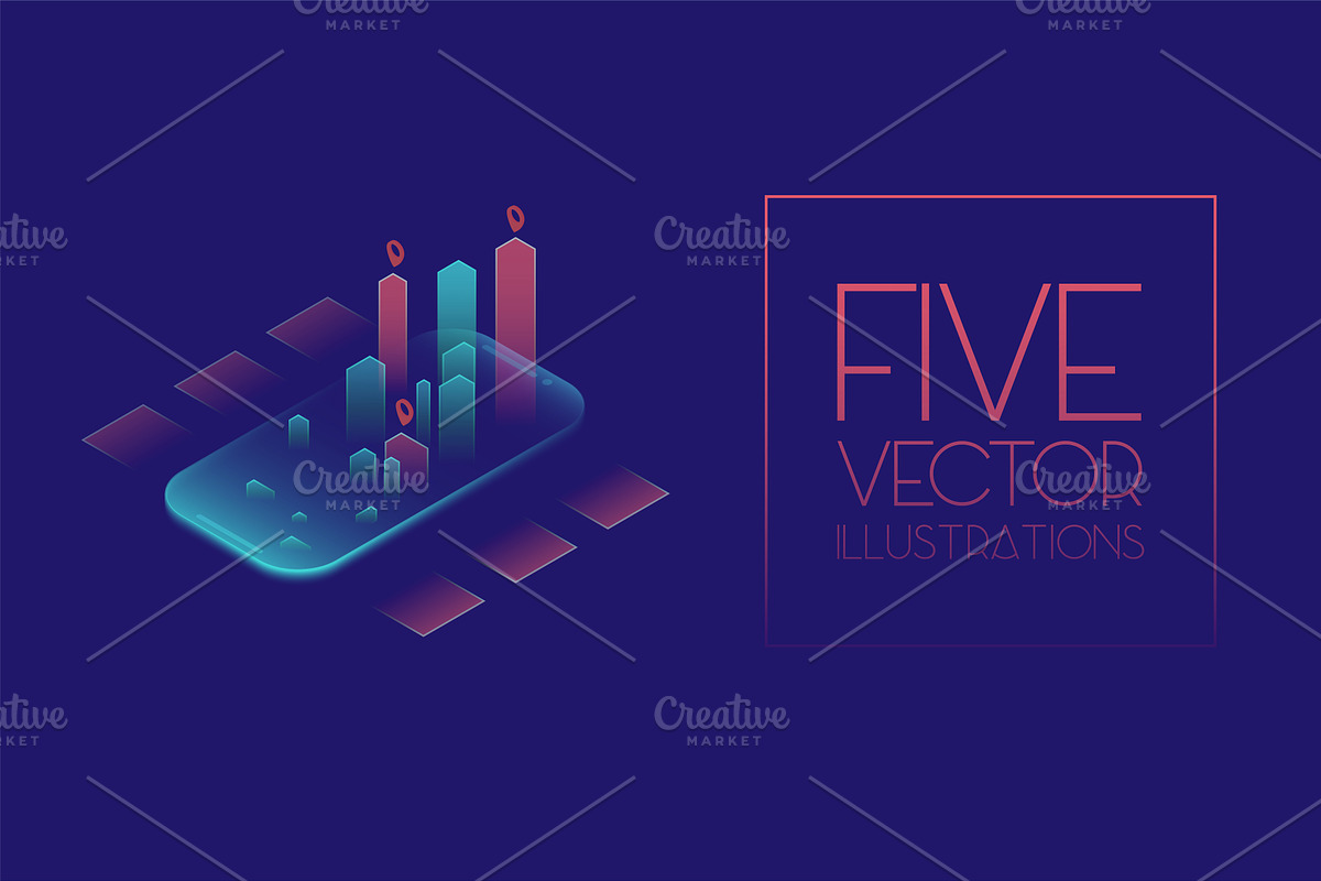 Smartphone with graphs in isometric, an iPhone Mockup by majcot (Photo 1 of 6)