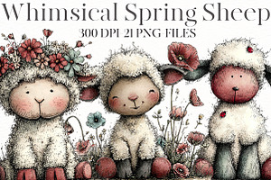 Whimsical spring sheep Clipart, an Illustration by Designworld