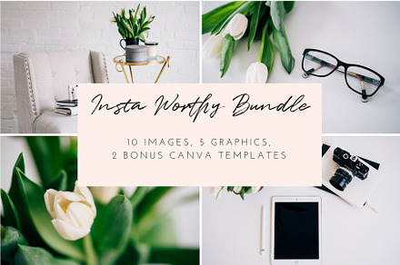 Office styled stock photo bundle | 5 stock photo containing social media and
