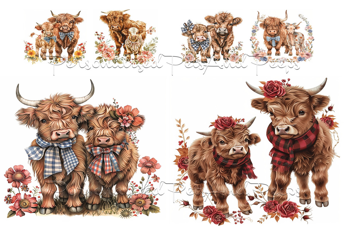 202 Watercolor Highland Cow Clip Art, an Animal Illustration by Art Paradise Studios (Photo 3 of 8)