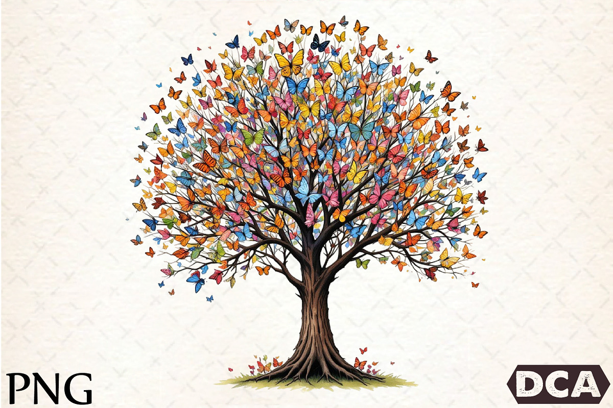 Flower Tree with Birds Butterflies, an Illustration by DreamCafeArt (Photo 1 of 7)
