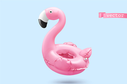 Pink flamingo, kids toy, vector icon
