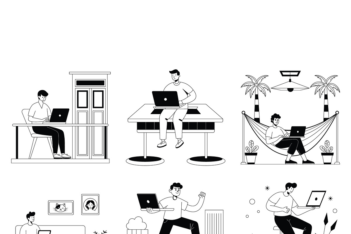 Remote Work Vector Illustrations AI, an Illustration by Vector Portal (Photo 5 of 8)