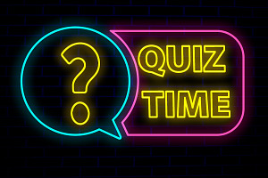 Quiz Time Neon Sign PSD Editable Tex