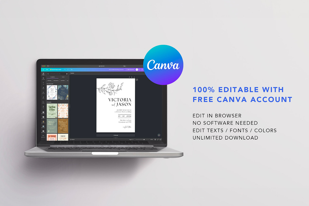 BW Invitation Canva Template, an Invitation Template by microstd (Photo 6 of 6)