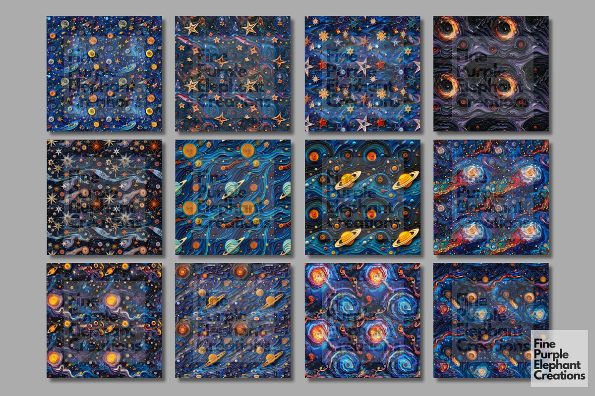 Celestial Galaxy Paper Quilling Sky, a Pattern Graphic by Fine Purple Elephant (Photo 5 of 5)