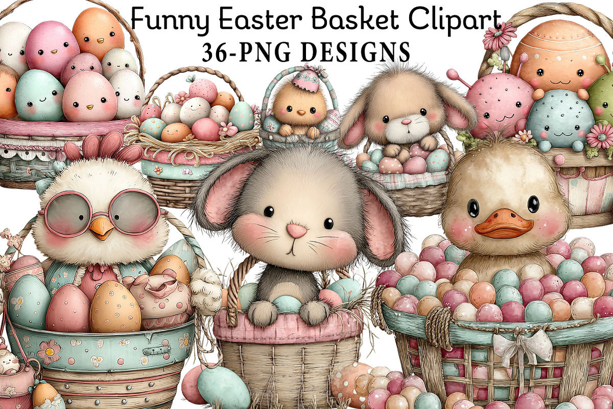 Funny Easter Basket Clipart, an Illustration by Daily.Designs (Photo 1 of 8)