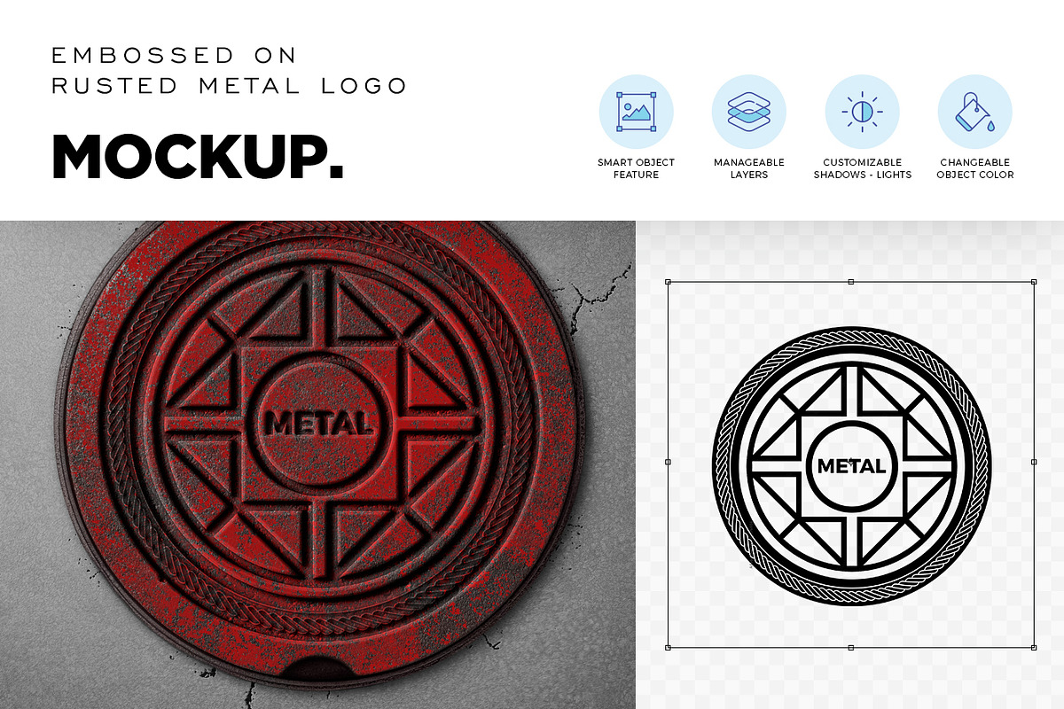 Engraved Manhole Cover Logo Mockup, a Product Mockup by DesignNeutrons (Photo 2 of 4)