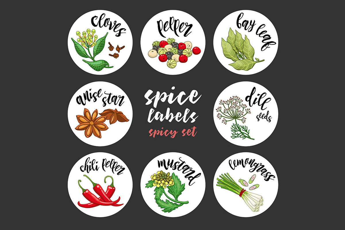 Spices and herbs labels set, a Decorative Illustration by Primula`s shop (Photo 4 of 12)