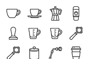 Bundles Set Coffee Roastery Icons, an Outline Icon by adenpinkstore (Thumbnail 11 of 12)