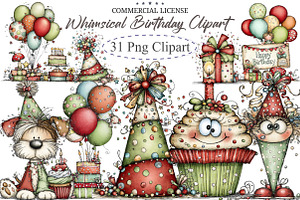 Whimsical Birthday Clipart Birthday, an Illustration by designcity5