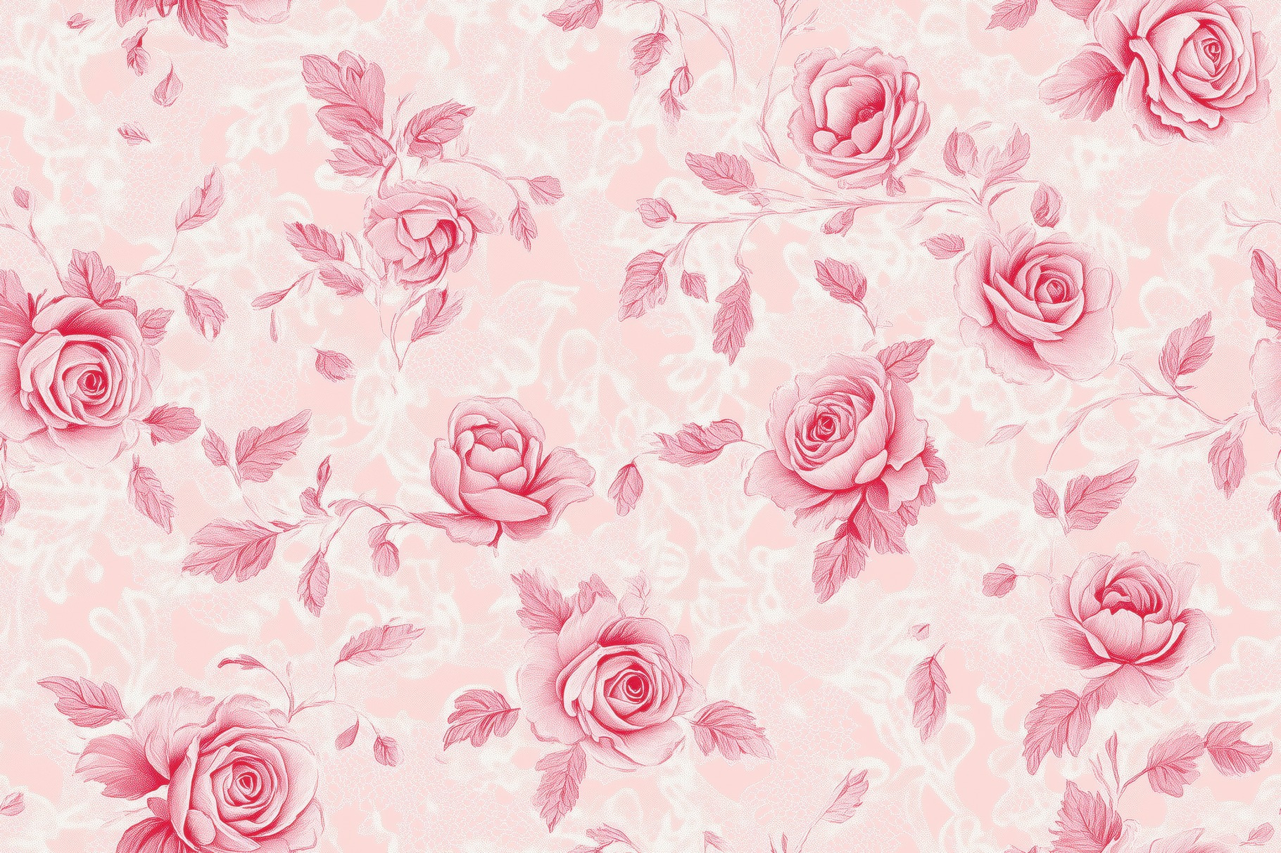 Seamless beautiful floral pattern featuring pink roses on a soft pink ...