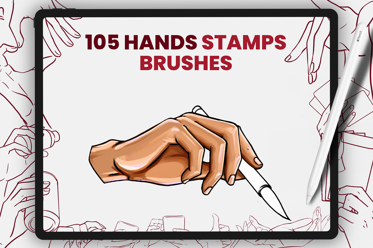 Procreate Hand Stamps Brushes, a Brush Add-On by Procreate Market (Photo 1 of 3)
