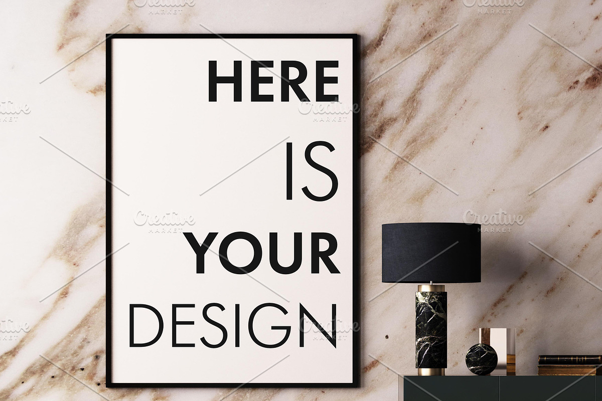 Mockup posters on a marble wall, a Print Template by FilL239 (Photo 3 of 13)