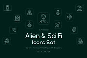 Animated Alien and Sci Fi Icon Set, an Outline Icon by Prosymbols (Thumbnail 1 of 4)