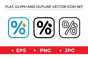 Percentage Badge Icons Vector Set, an Outline Icon by Artonix