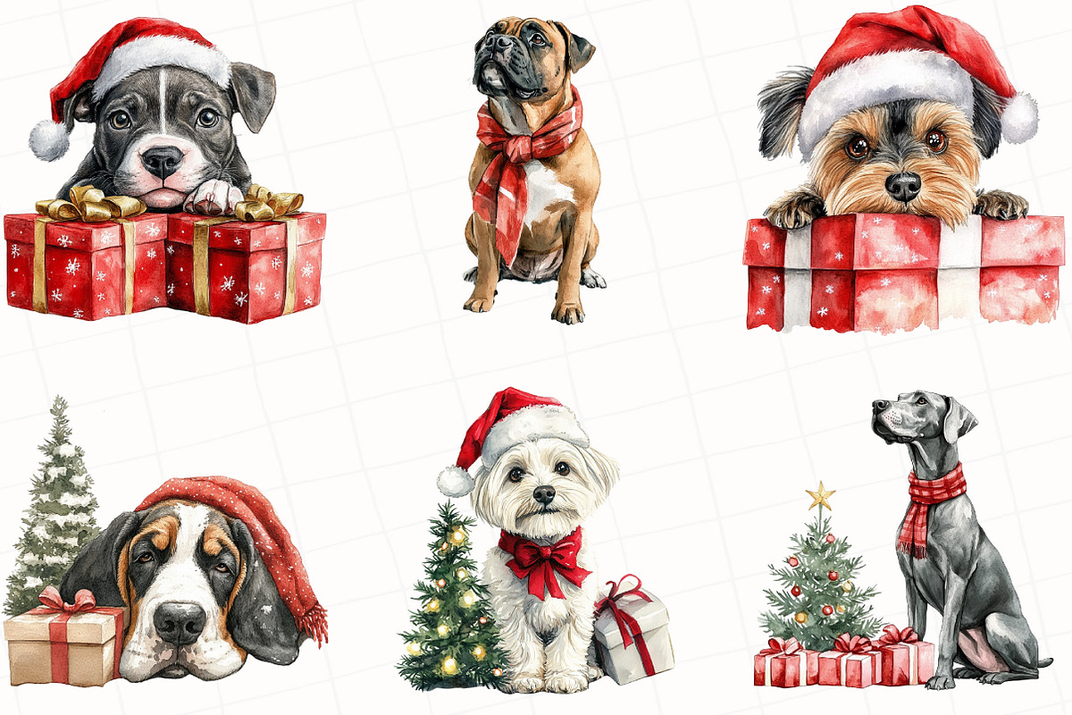 Christmas Dog Clipart, an Illustration by OK Design (Photo 4 of 5)