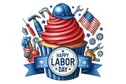 Happy Labor Day Cupcake PNG, an Illustration by CraftArtStudio (Thumbnail 1 of 4)