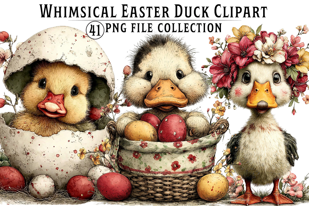 Whimsical Easter Duck Clipart, an Illustration by Dream Creation (Photo 1 of 7)