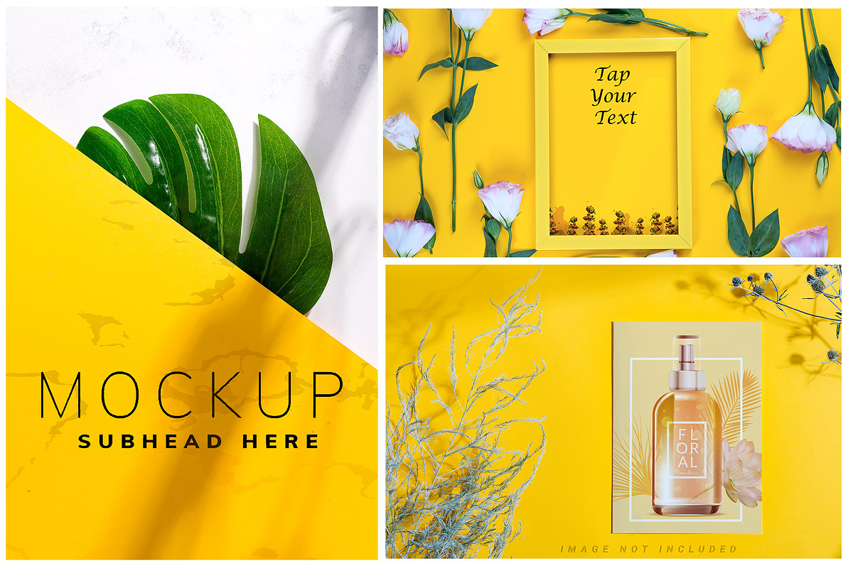 Brochures on yellow mockup set, a Brochure Template by YuMyart (Photo 3 of 6)