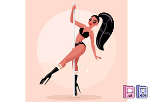 Elegant Pole Dancer Vector, a Person Illustration by MISS CHATZ