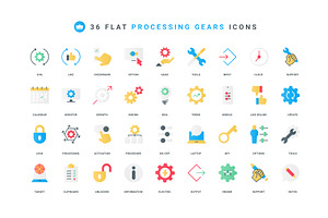 Gears process progress control icons, an Object Illustration by Lemberg Vector