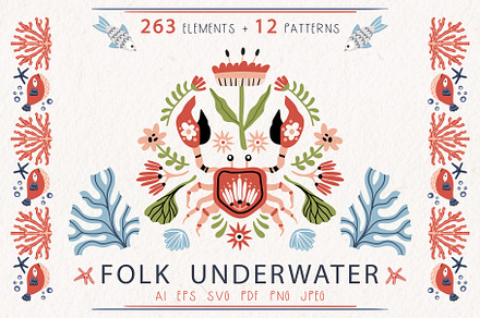 FOLK UNDERWATER - VECTOR KIT, a Decorative Illustration by My Space Garden