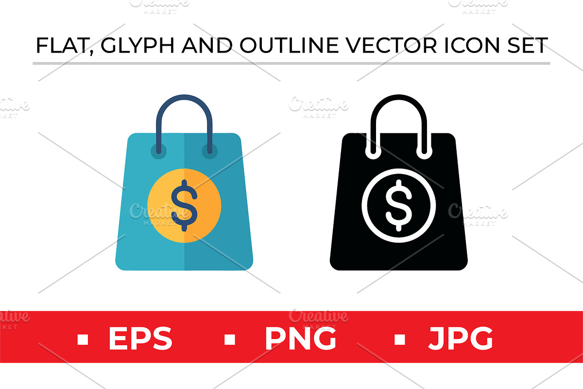 Shopping Bag Icons Set, an Outline Icon by Artonix (Photo 1 of 2)