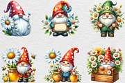 White Gnome Daisy Watercolor Clipart, an Illustration by Black Bird Studio (Thumbnail 3 of 6)