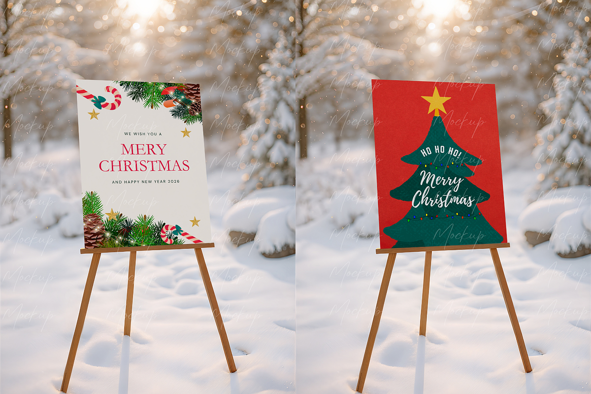 Winter Forest Welcome Sign Mockup, a Product Mockup by TatiMockup