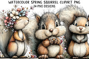 Watercolor Spring Squirrel Clipart, an Illustration by Daily.Designs (Thumbnail 1 of 8)