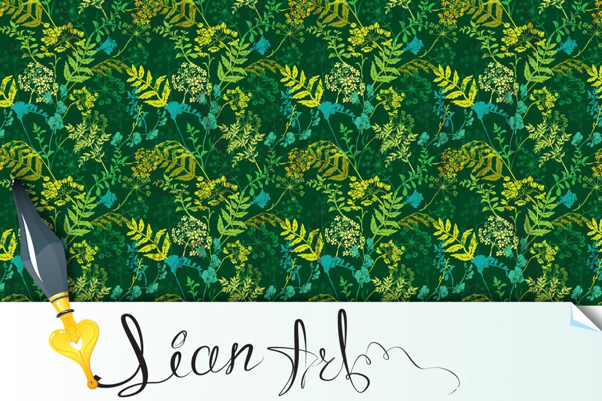 Wild flowers and grass silhouettes, a Pattern Graphic by Lian-art