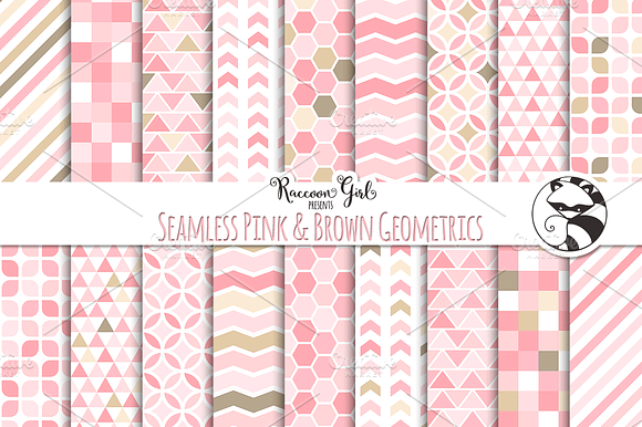 Seamless Pink & Brown Geometrics preview 3