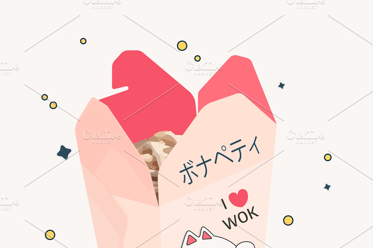 Wok. Chinese noodles, a Food Illustration by 2D/3D (Photo 2 of 3)