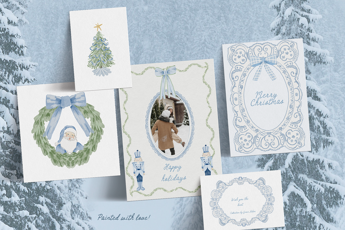 Watercolor blue christmas snow noel, an Object Graphic by Grace Noboa Illustrations (Photo 3 of 8)