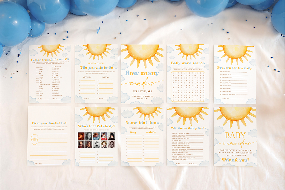 Yellow Sun Baby Shower Party Bundle, a Templates & Theme by VeliusCreativeStudio (Photo 8 of 9)