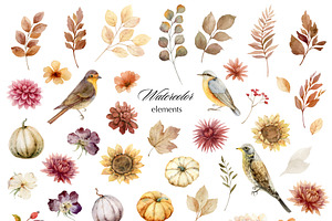 Warm Autumn Watercolor Clipart