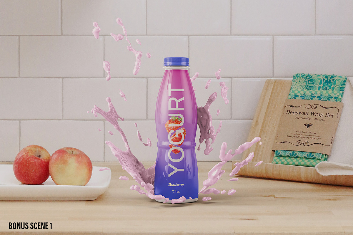 Bottle with Splash Mockup - 7 Views, a Packaging Mockup by Illusiongraphic (Photo 9 of 25)