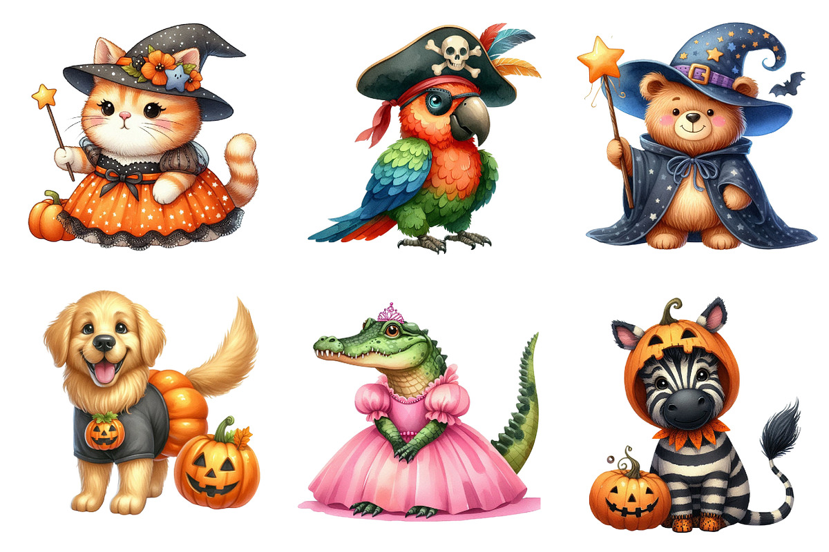 Funny Halloween Animal Clipart, an Illustration by CreationArt (Photo 4 of 5)