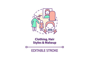 Clothing, hair styles and makeup, an Outline Icon by IMG Visuals