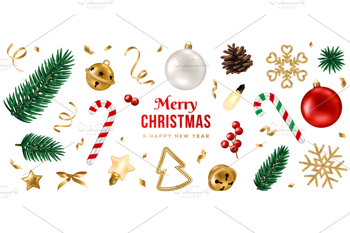 Merry Christmas decorations icons, an Object Illustration by kotoffei