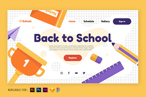Back to School - Web Illustration, a Landing Page Template by SlideFactory