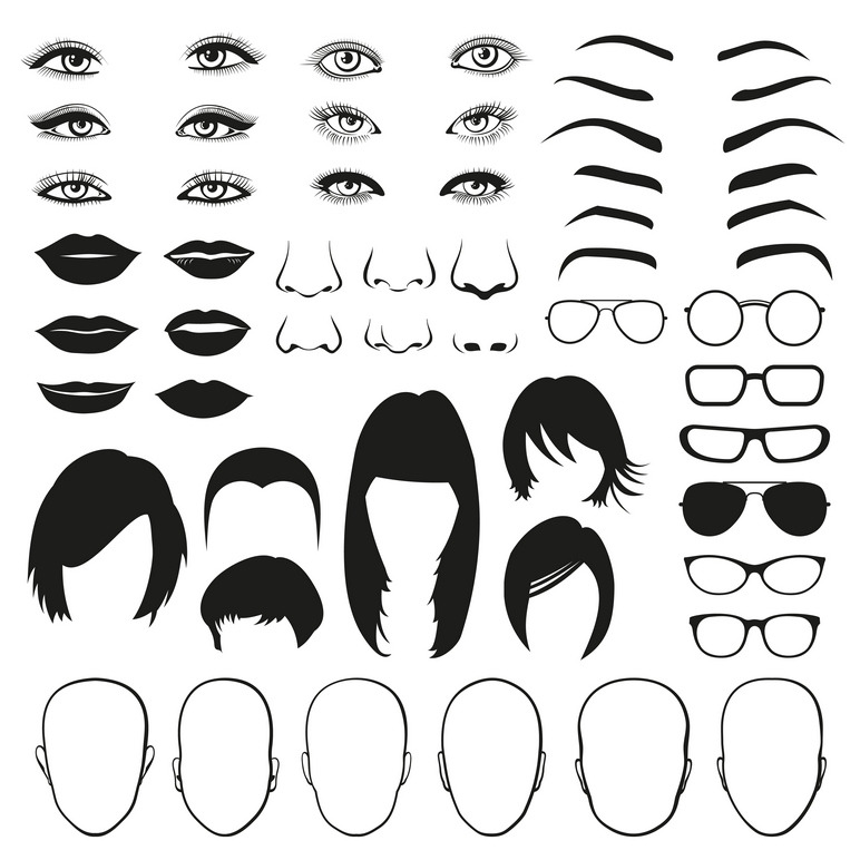 Woman face parts, an Illustration by Microvector