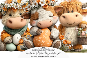 Whimsical Easter Cow Clipart, an Illustration by GatewayDesign