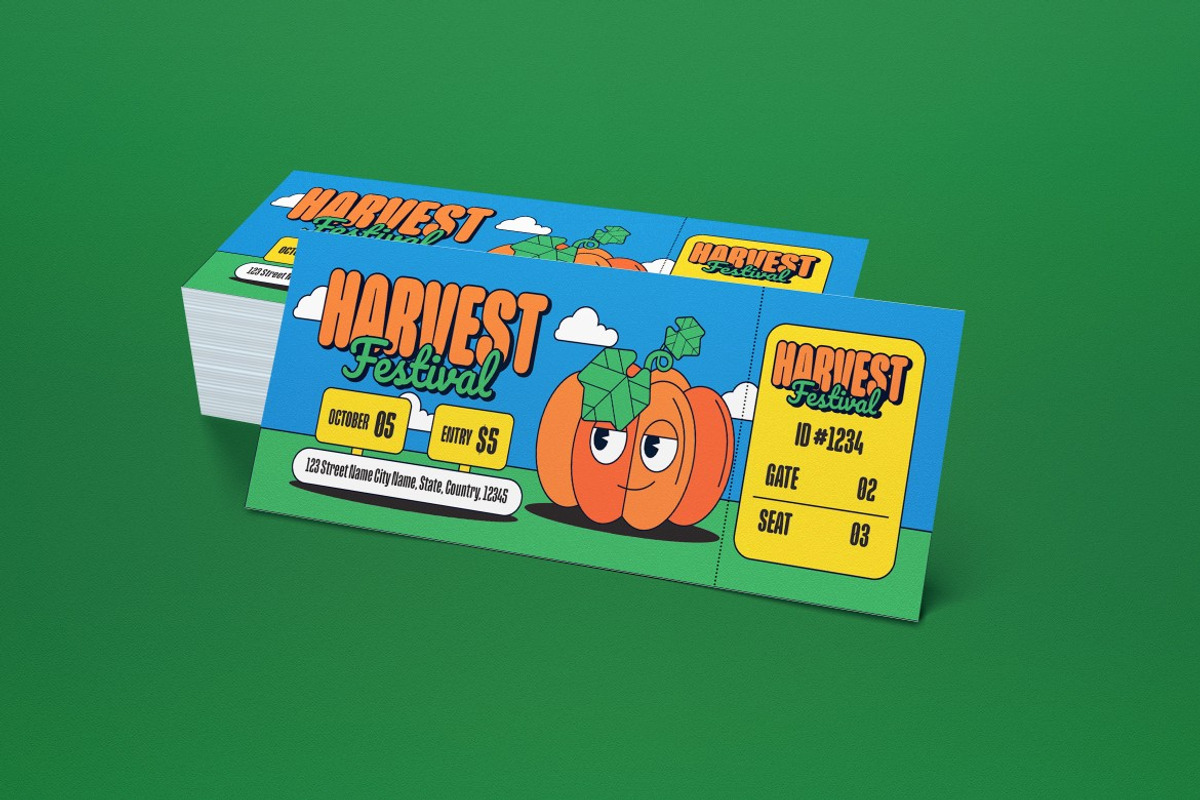 Harvest Festival Ticket, a Card Template by graphicook (Photo 2 of 3)